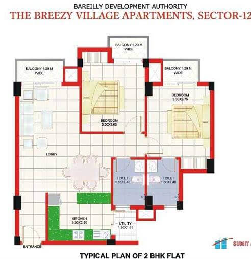 2BHK Flat in Breezy Village Apartments BAreilly